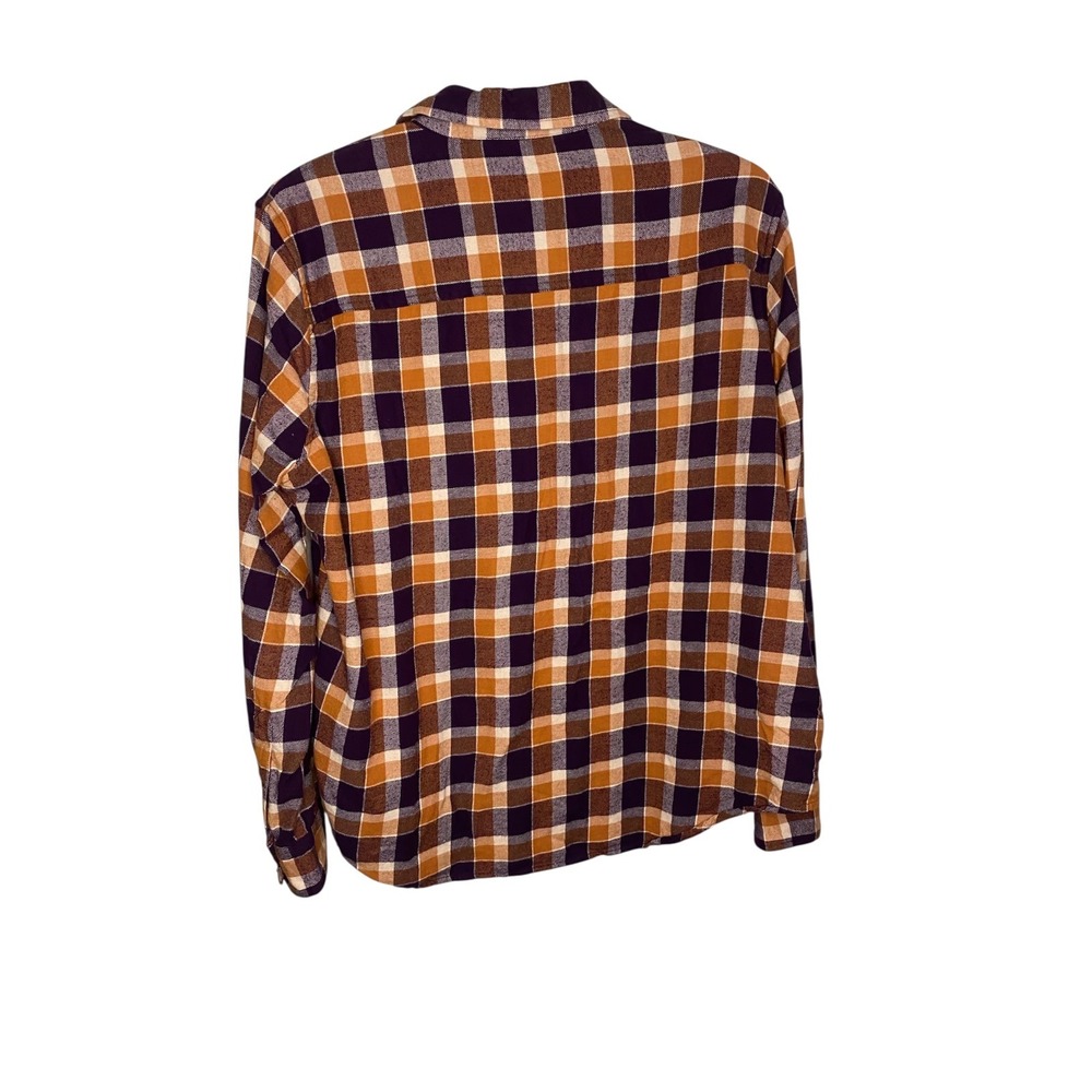 Pact Womens XL Organic Cotton Flannel Plaid Button Down Shirt Purple Orange - Picture 2 of 6